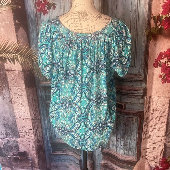 St John’s Bay blue boho top, size petite large, excellent used condition - Picture 6 of 9